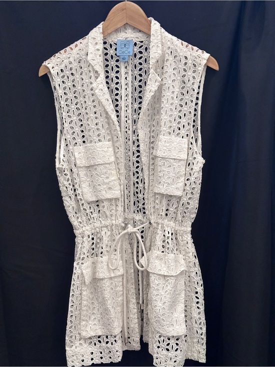 CeCe Other - CeCe White Eyelet Drawstring Vest